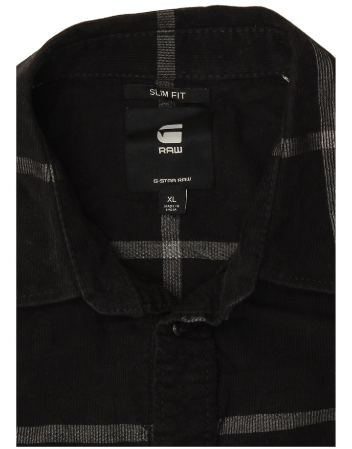 G-Star Mens Corduroy Shirt XL Black Check Cotton