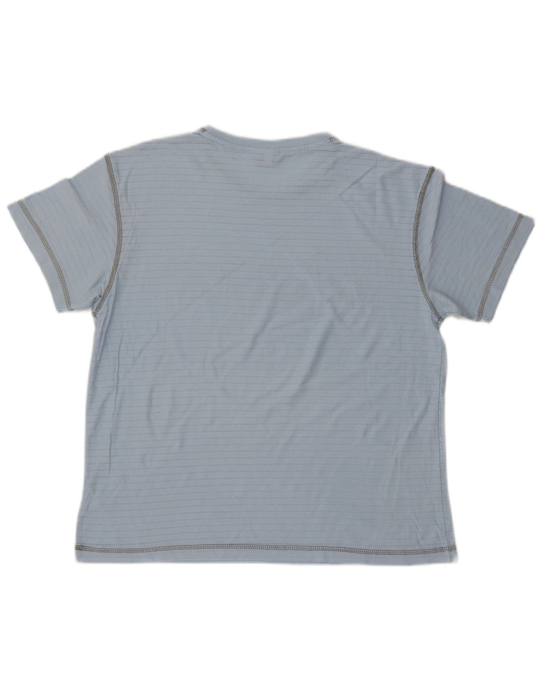 ASICS Womens Graphic T-Shirt Top UK 14 Medium Blue Pinstripe Cotton