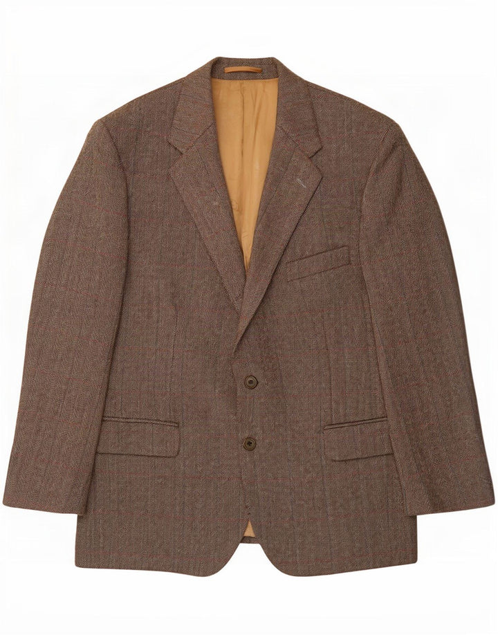 Magee Mens 2 Button Blazer Jacket UK 46 3XL Grey Herringbone New Wool