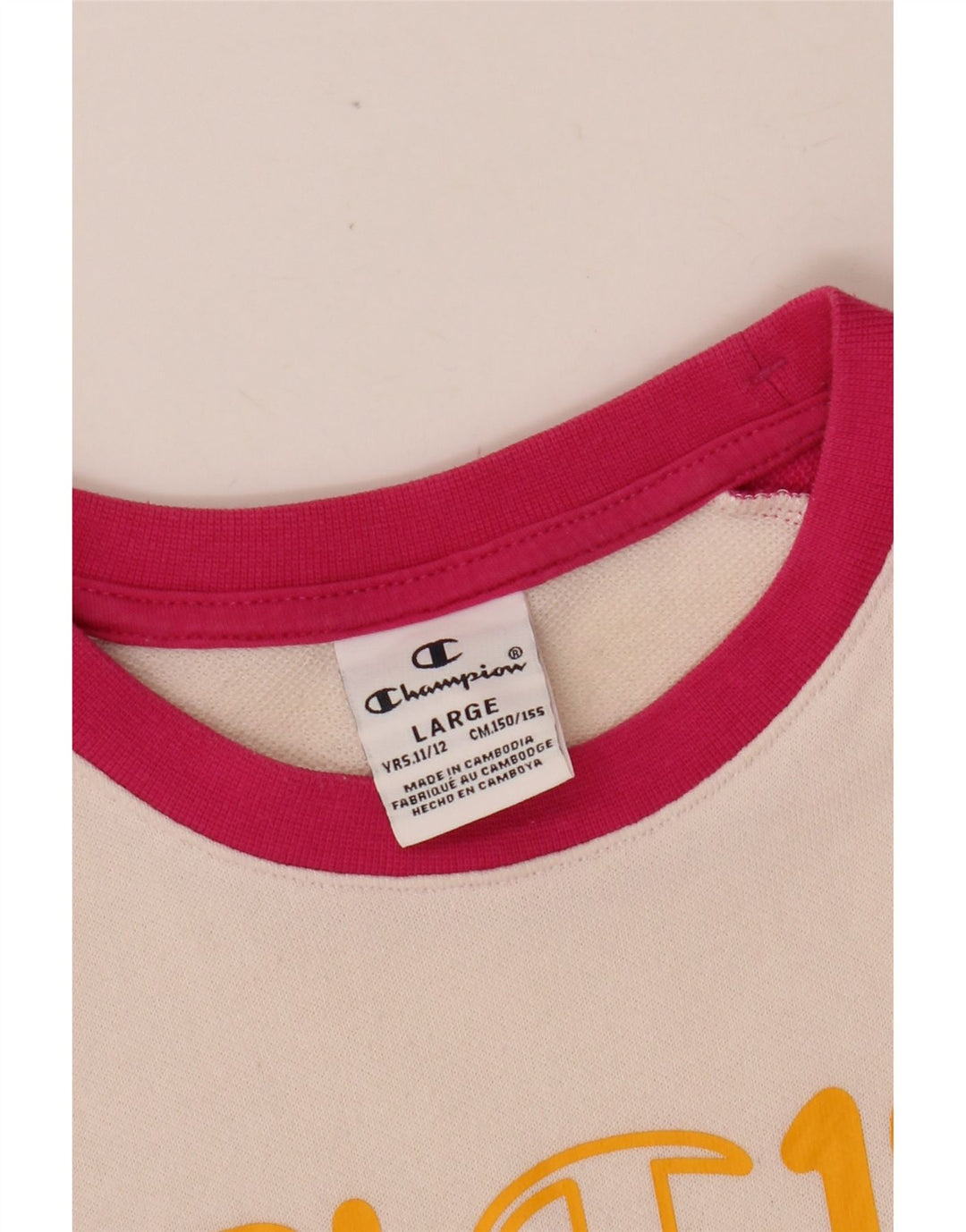 CHAMPION Girls Sweatshirt Jumper 11-12 Years Large Pink Colourblock