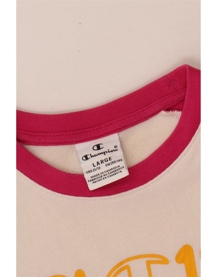 CHAMPION Girls Sweatshirt Jumper 11-12 Years Large Pink Colourblock