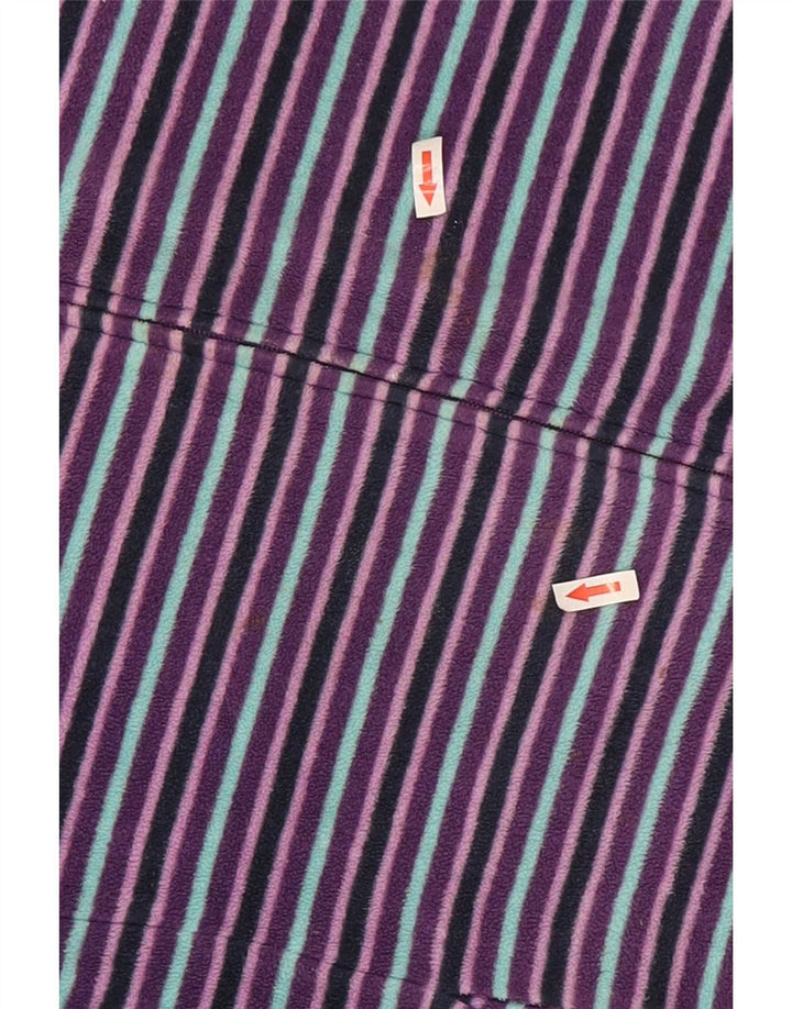 Marks & Spencer Womens Fleece Jacket UK 22 2XL Purple Striped Polyester