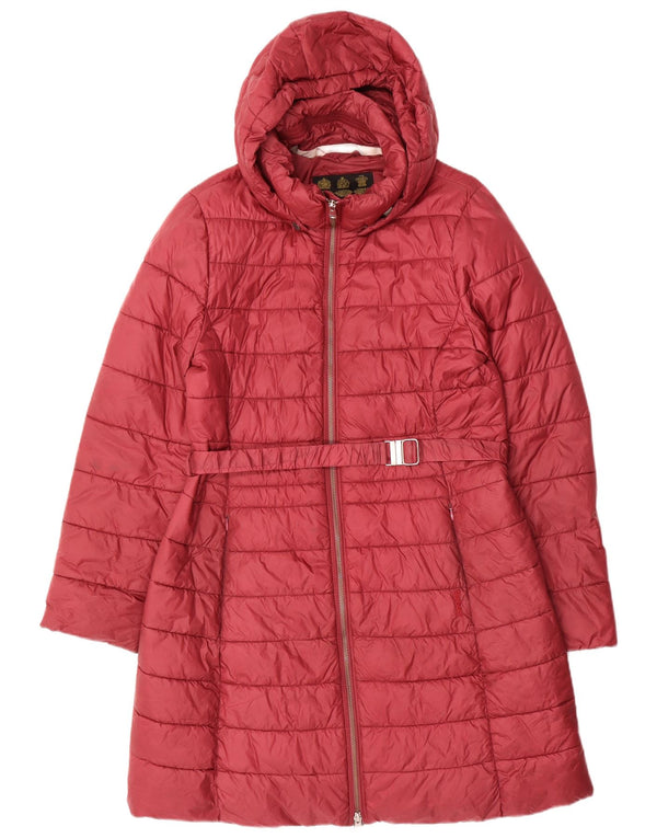 Barbour Womens Hooded Padded Coat UK 14 Large  Burgundy Polyamide