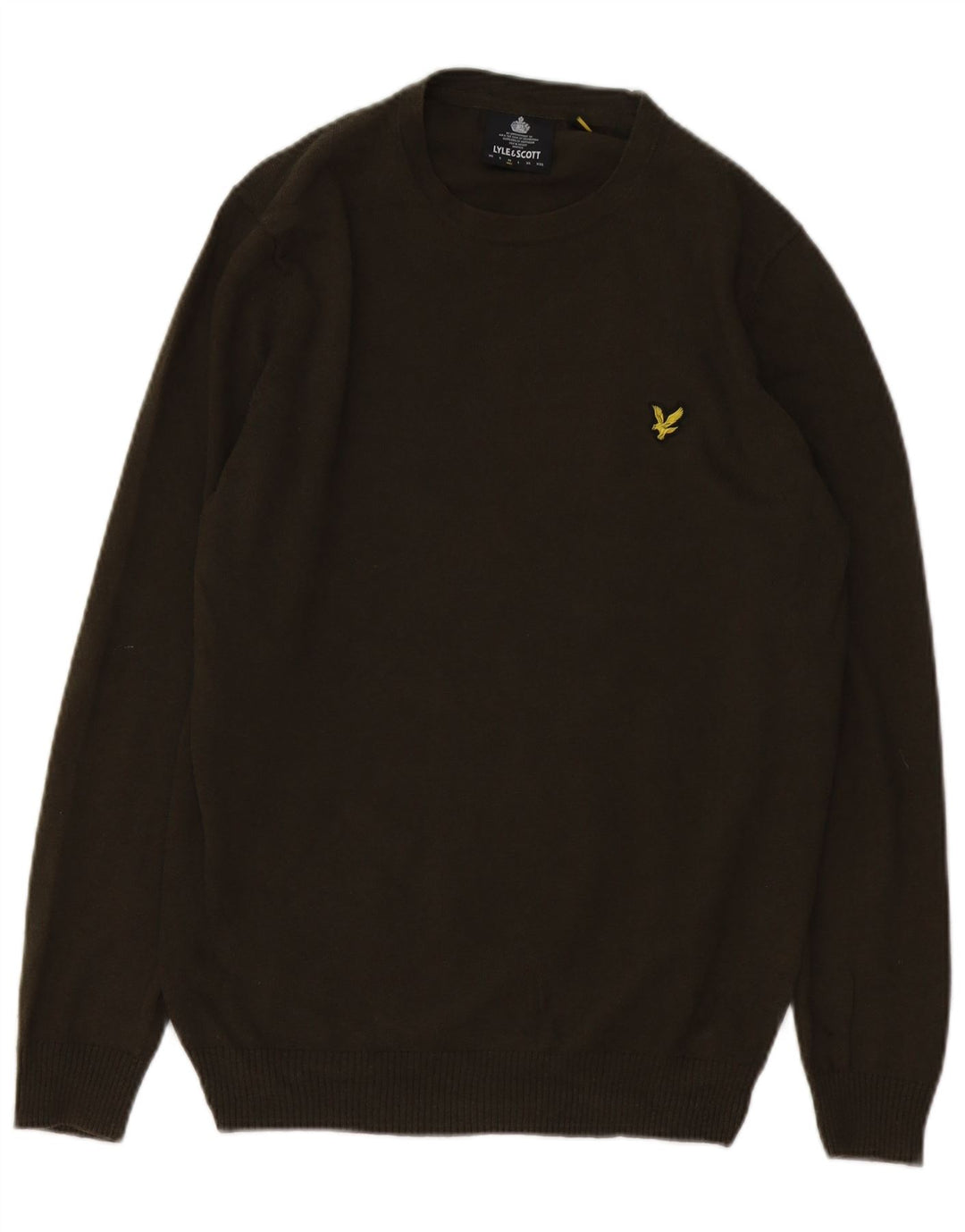 LYLE & SCOTT Mens Crew Neck Jumper Sweater Medium Khaki Cotton