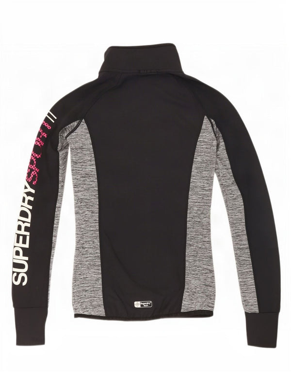 Superdry Womens Graphic Tracksuit Top Jacket UK 6 XS Black Colourblock