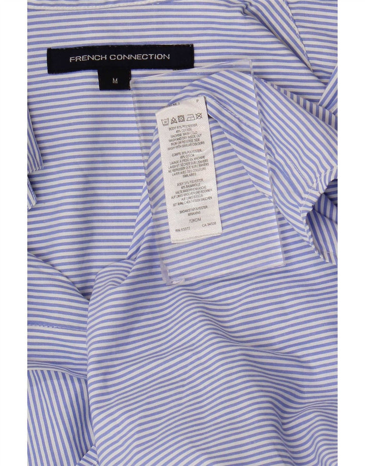 French Connection Womens Pullover Shirt UK 14 Medium Blue Pinstripe