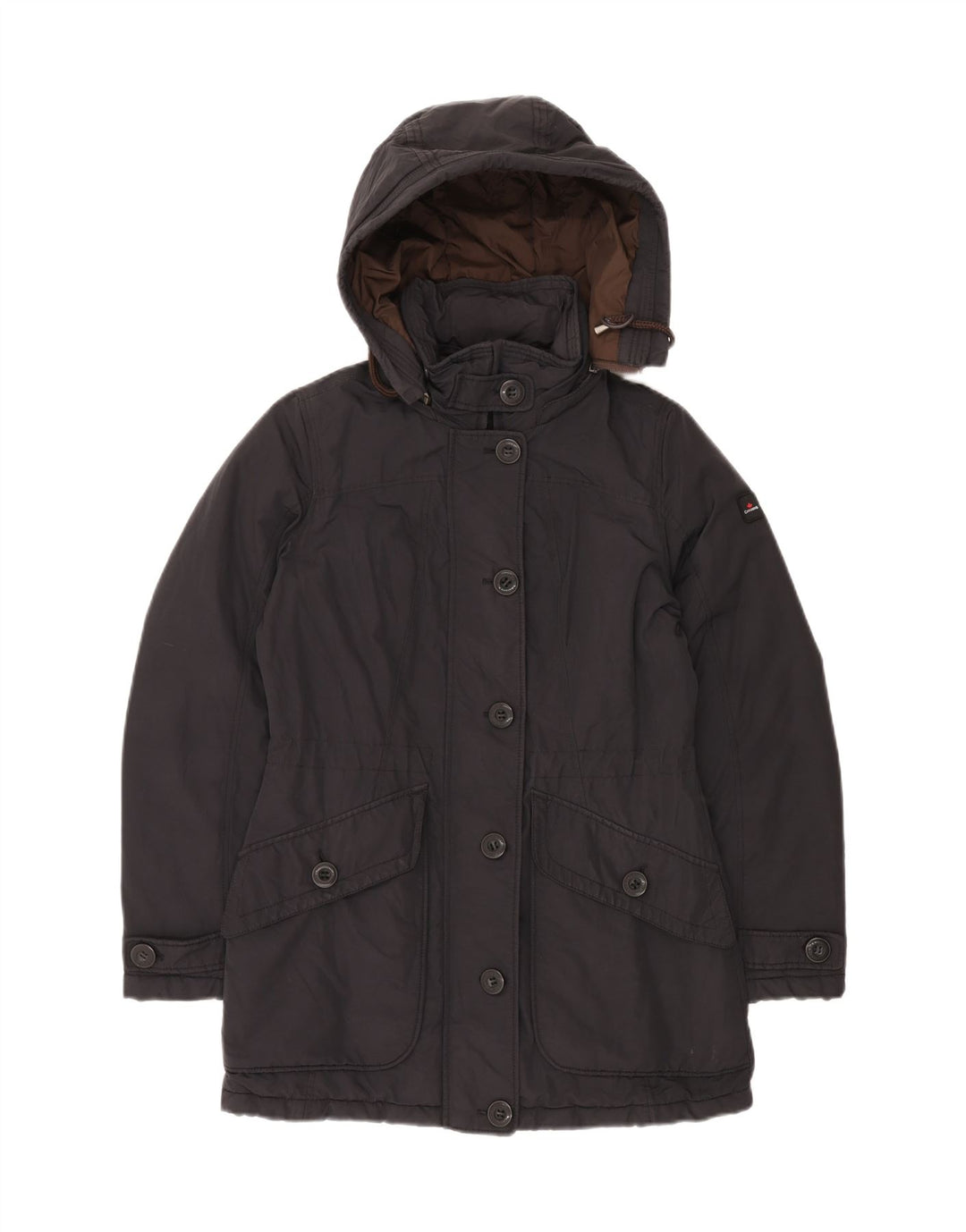 CANADIENS Womens Hooded Padded Coat IT 42 Medium Black Cotton