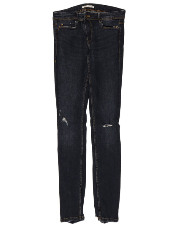 Zara Womens Distressed Skinny Jeans EU 38 Small W28 L31 Navy Blue