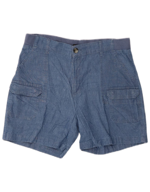 Lee Womens Mid Rise Relaxed Fit Cargo Shorts US 12 Large W32  Blue Cotton