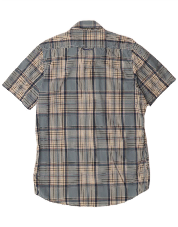 SUPERDRY Mens Short Sleeve Shirt XL Blue Check Cotton