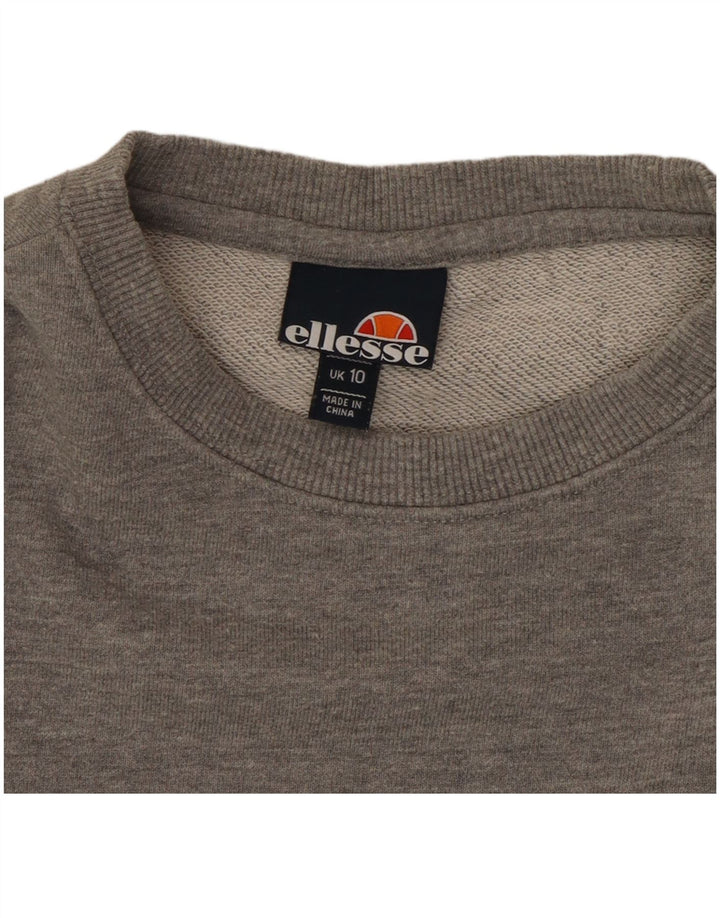 Ellesse Womens Graphic Oversized Sweatshirt Jumper UK 10 Small Grey Flecked