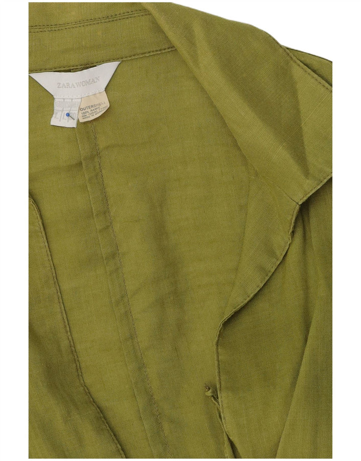 Zara Womens Blazer Jacket UK 16 Large Green Ramie