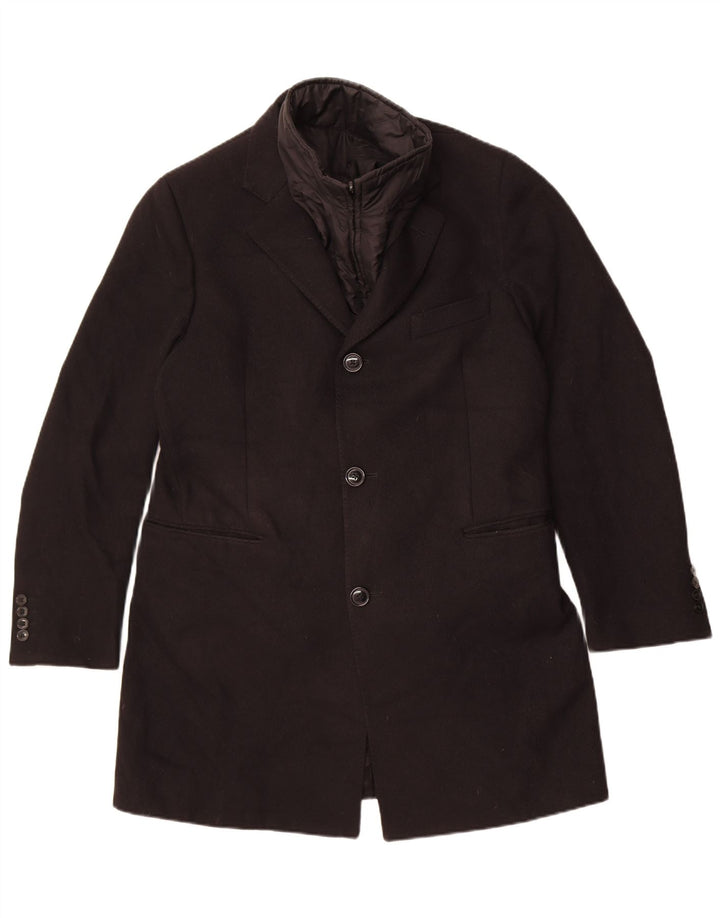 Fay Mens Corduroy Overcoat UK 40 Large Black