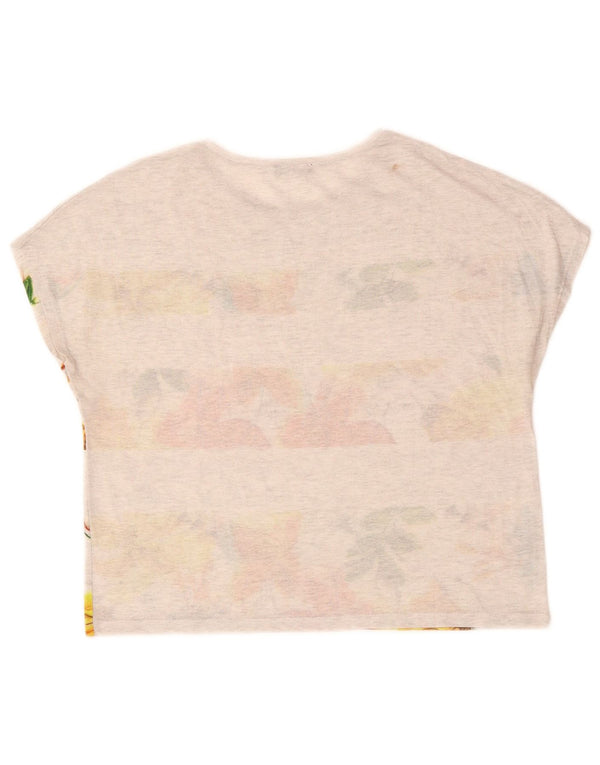ZARA Womens Graphic T-Shirt Top UK 10 Small Grey Floral