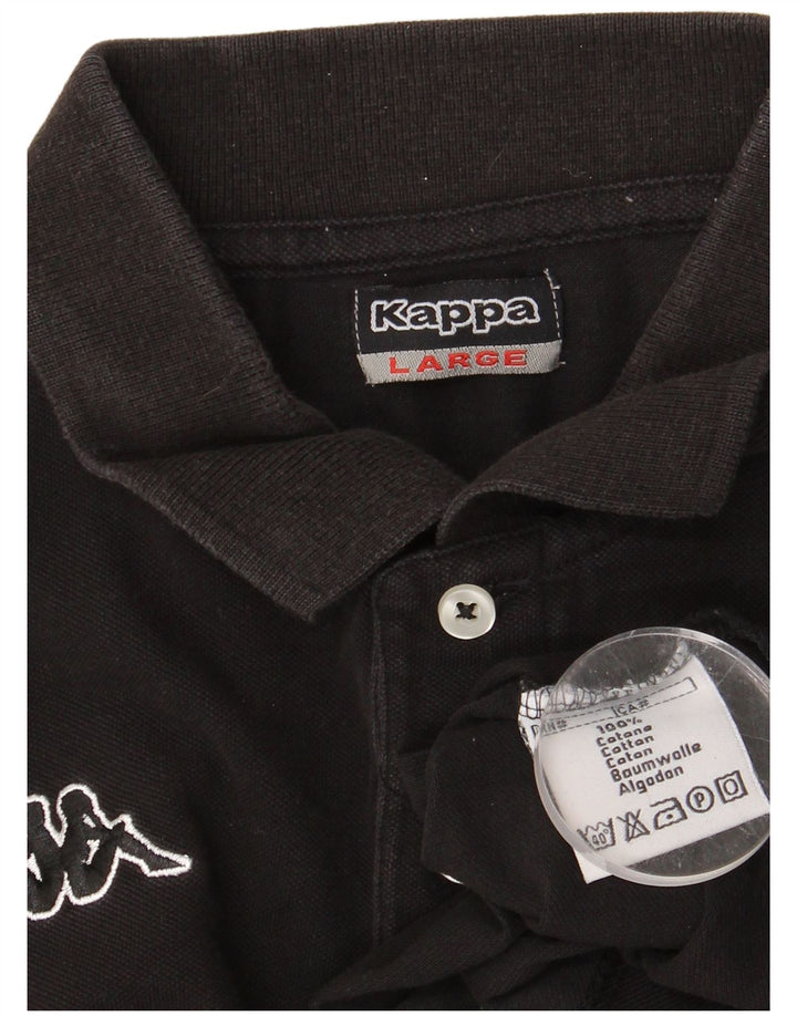 KAPPA Mens Polo Shirt Large Black Cotton