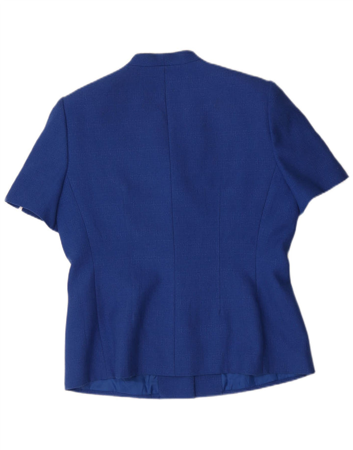 Kasper Womens Short Sleeve 4 Button Blazer Jacket UK 14 Large Blue