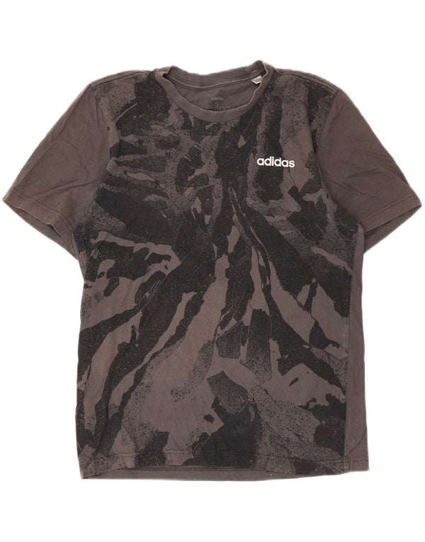Adidas Mens Abstract Pattern T-Shirt Top Small Grey Cotton