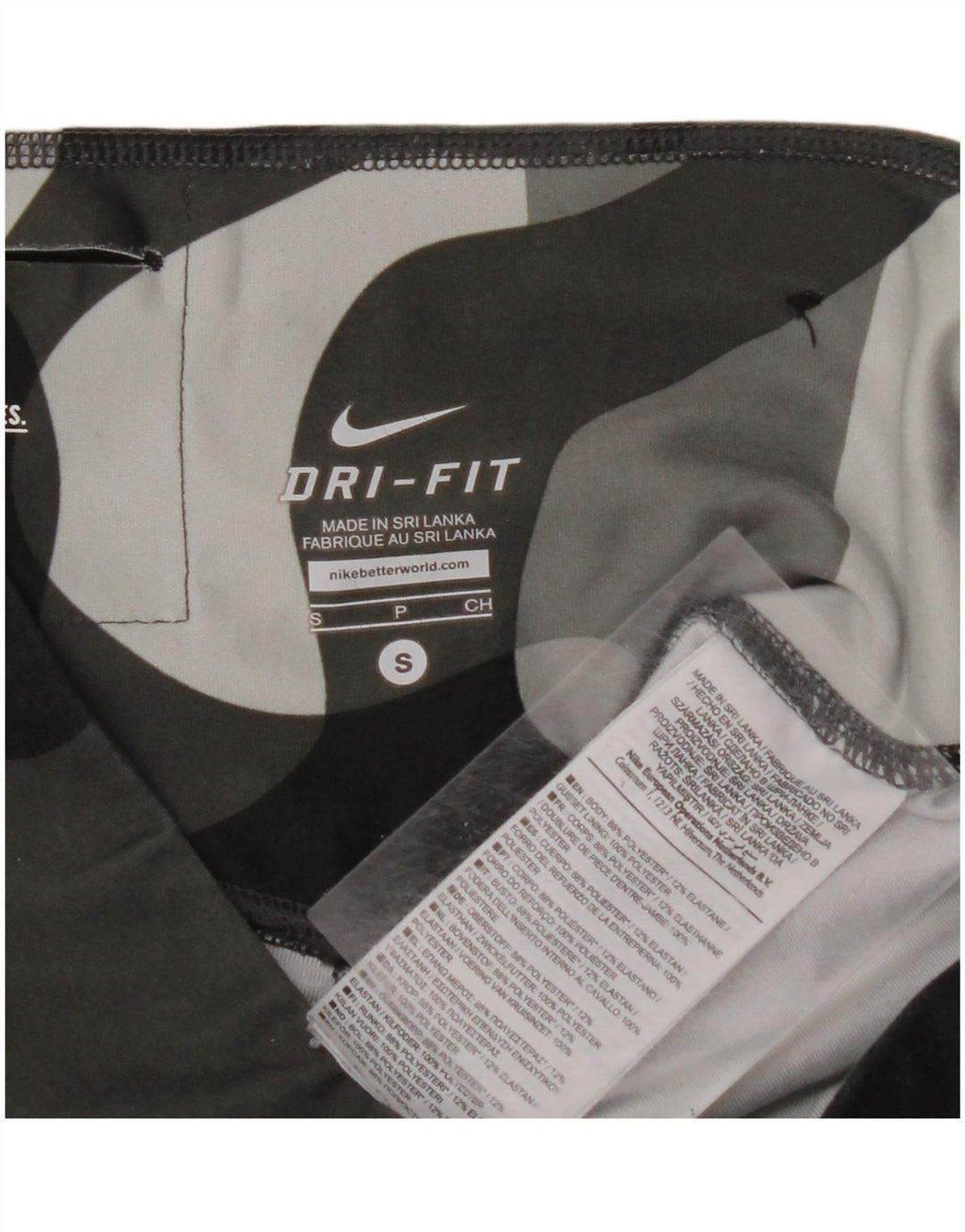 NIKE Womens Dri Fit Leggings UK 10 Small  Grey Camouflage Polyester