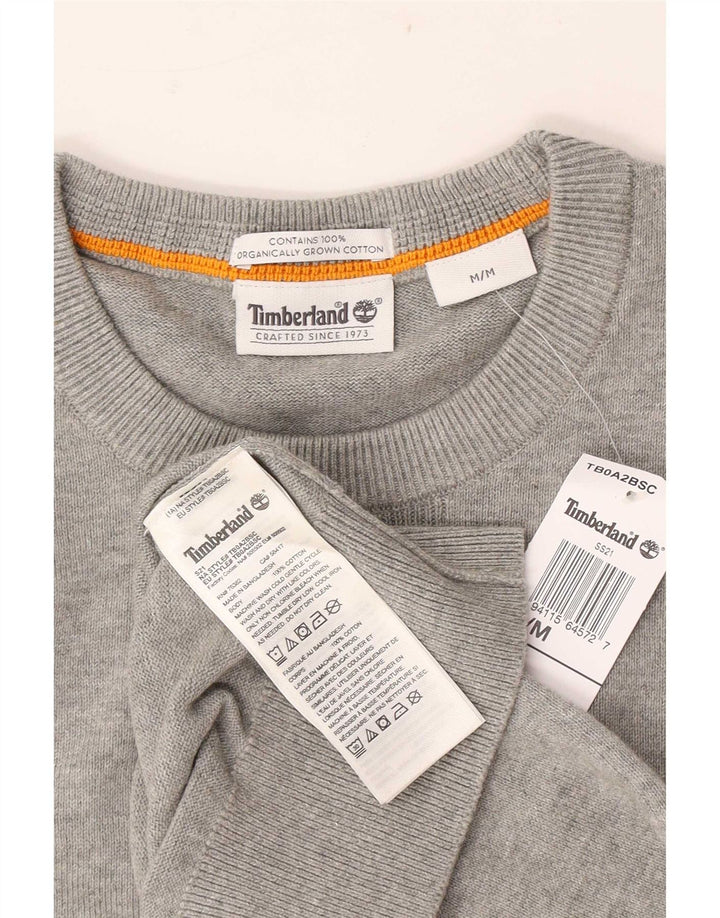 Timberland Mens Crew Neck Jumper Sweater Medium Grey Flecked Cotton