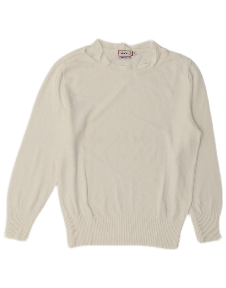 Max & Co. Womens Boat Neck Jumper Sweater UK 12 Medium White