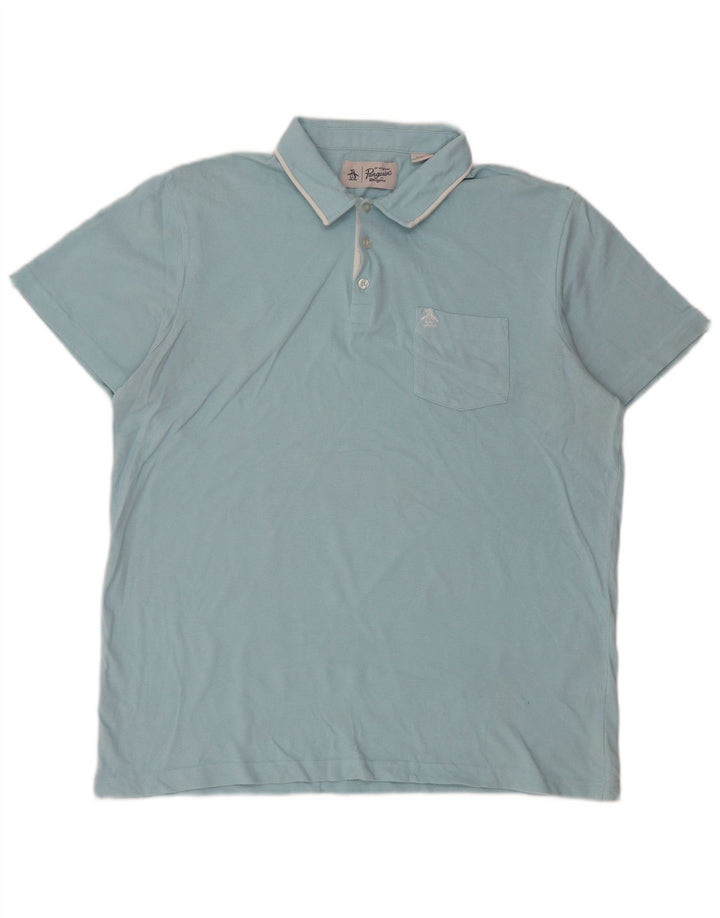 Penguin Mens Polo Shirt XL Blue Cotton
