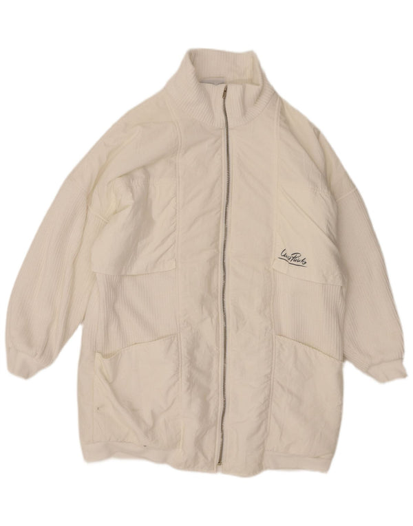 VINTAGE Womens Oversized Windbreaker Coat EU 38 Medium White Polyamide