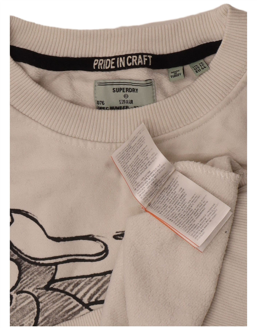 Superdry Womens Graphic Oversized Sweatshirt Jumper UK 16 Large White