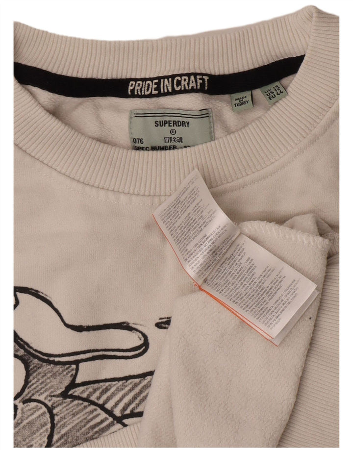 Superdry Womens Graphic Oversized Sweatshirt Jumper UK 16 Large White