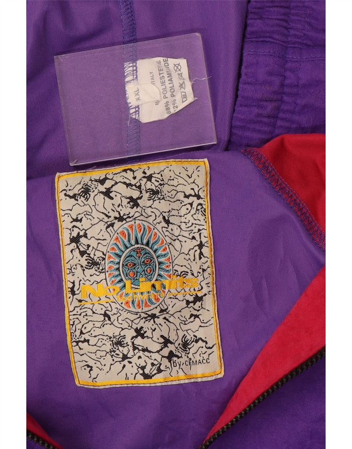 No Limits Mens Hooded Pullover Full Tracksuit 2XL Purple Colourblock