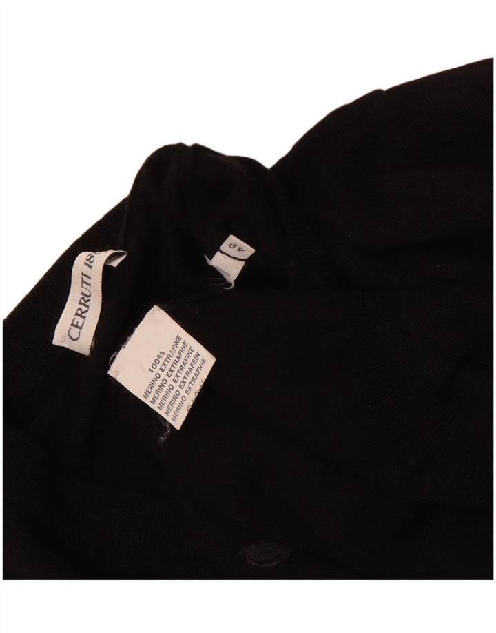 Cerruti 1881 Mens V-Neck Jumper Sweater IT 48 Medium Black Merino Wool