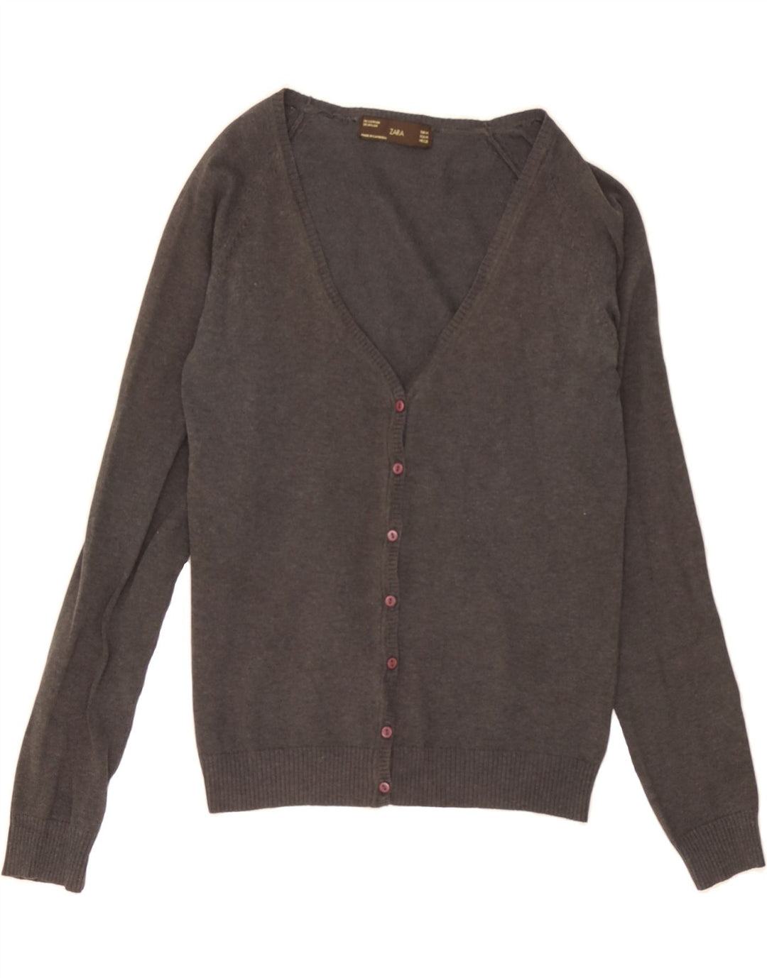 ZARA Womens Cardigan Sweater UK 14 Medium Grey Cotton Vintage Zara and Second-Hand Zara from Messina Hembry 