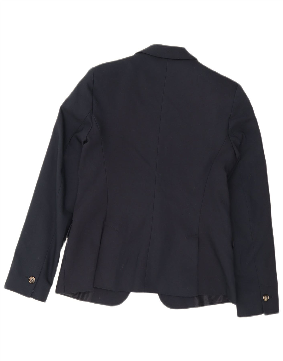 Zara Womens 1 Button Blazer Jacket UK 12 Medium Navy Blue Cotton