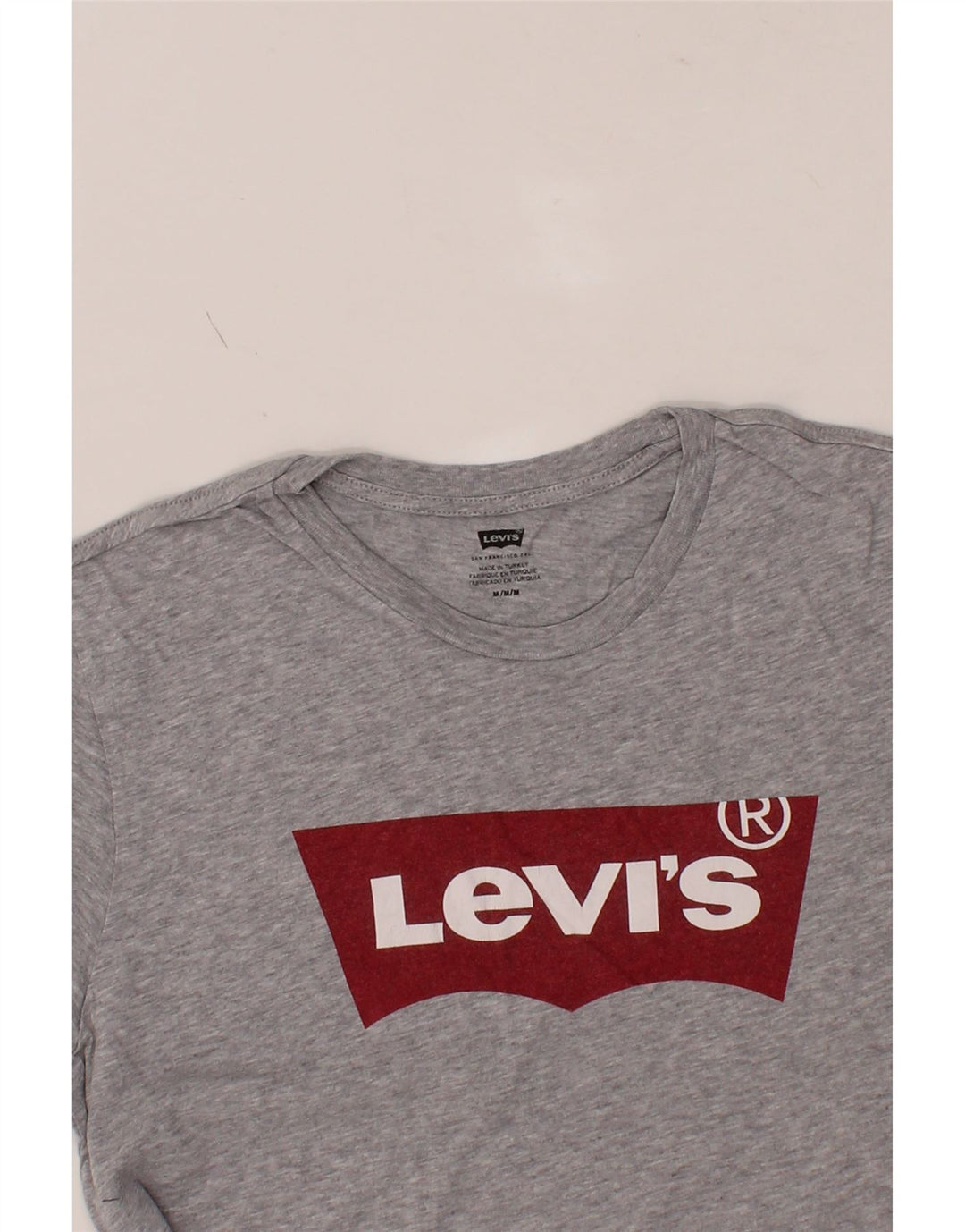LEVI'S Mens Graphic T-Shirt Top Medium Grey Flecked Cotton Vintage Levi's and Second-Hand Levi's from Messina Hembry 