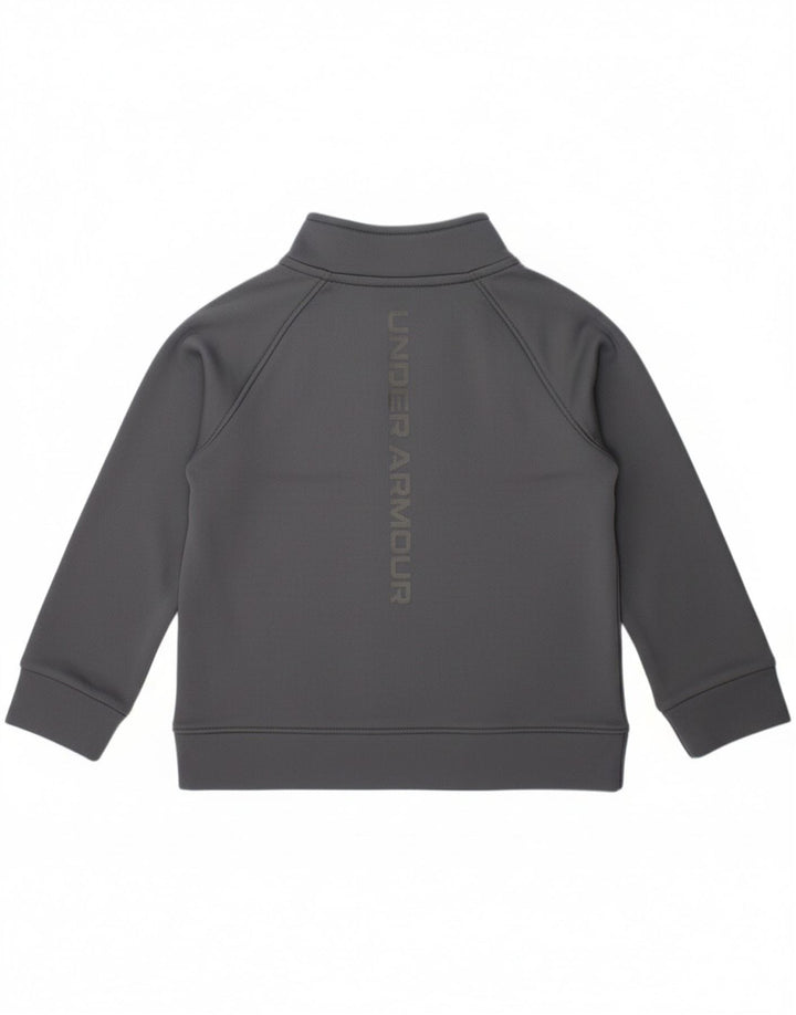 UNDER ARMOUR Boys Graphic Zip Neck Sweatshirt Jumper 3-4 Years Grey