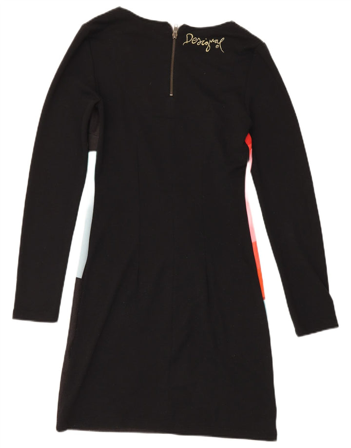 Desigual Womens Basic Dress UK 12 Medium Black Geometric Polyester