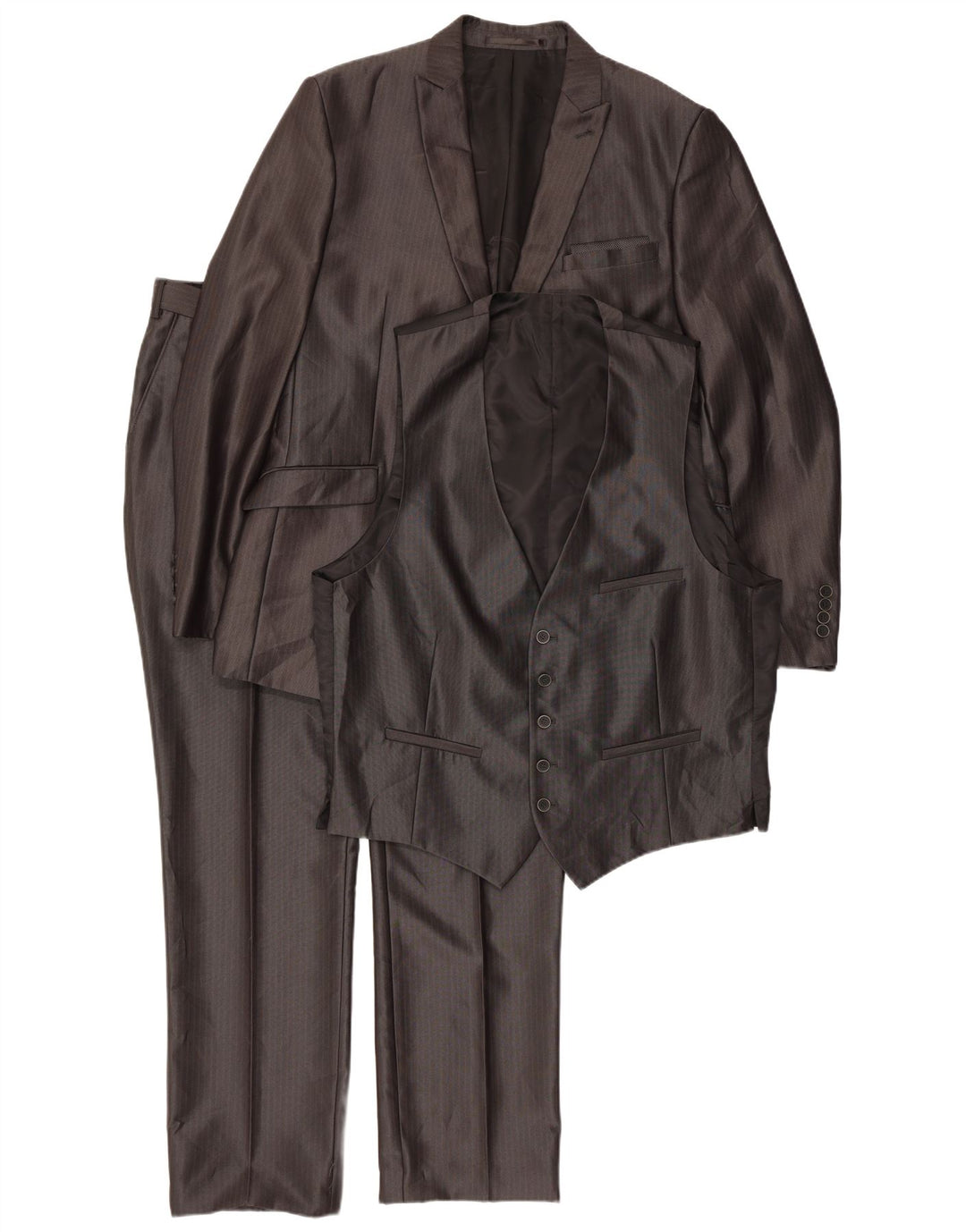 Angelo Litrico Mens 3 Piece Suit EU 54 2XL W38 L30 Grey Pinstripe Classic