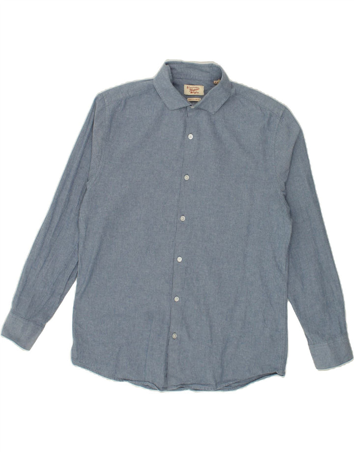 PENGUIN Mens Shirt Size 15 1/2 Medium Blue Cotton Vintage Penguin and Second-Hand Penguin from Messina Hembry 