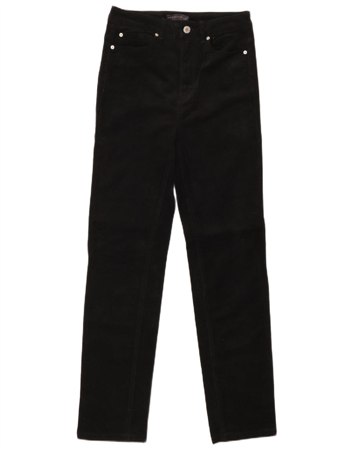 MARKS & SPENCER Womens Corduroy Trousers UK 10 Small W28 L30  Black