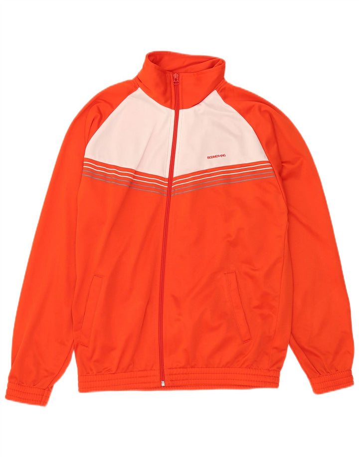 Vintage Mens Tracksuit Top Jacket IT 48 Medium Orange Colourblock Polyester