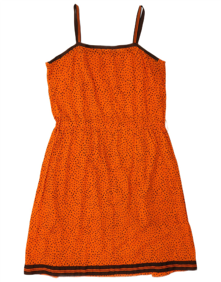 Vintage Womens Sundress UK 14 Medium Orange Spotted