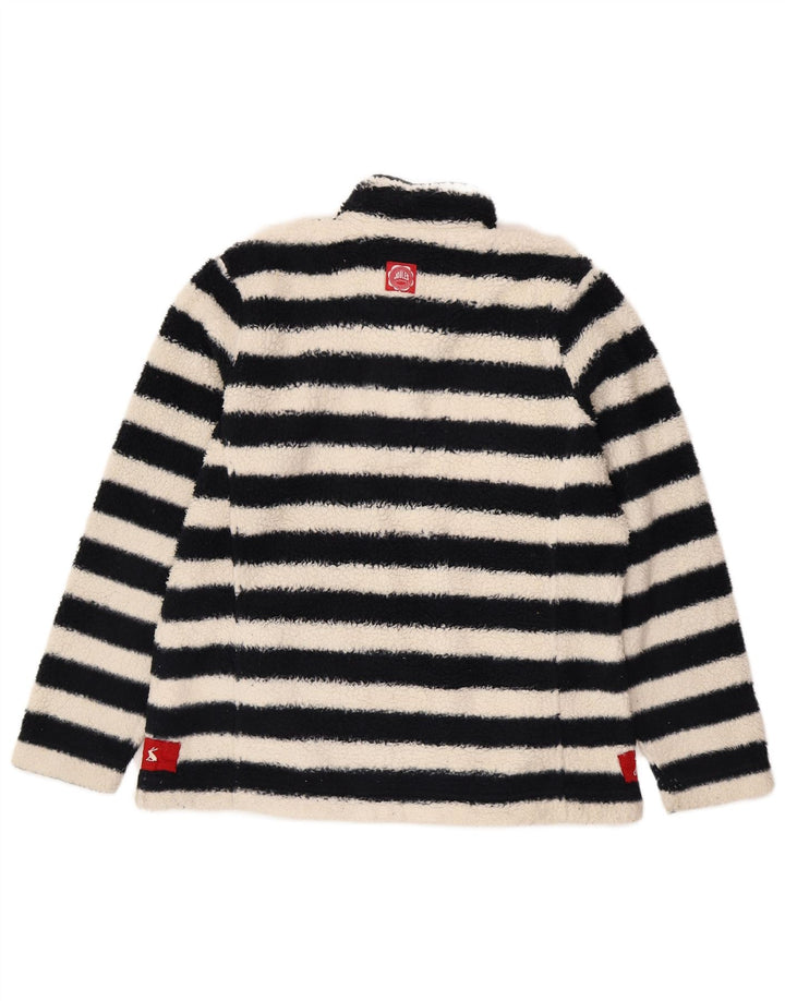 Joules Womens Oversized Fleece Jumper UK 14 Large Black Striped Polyester