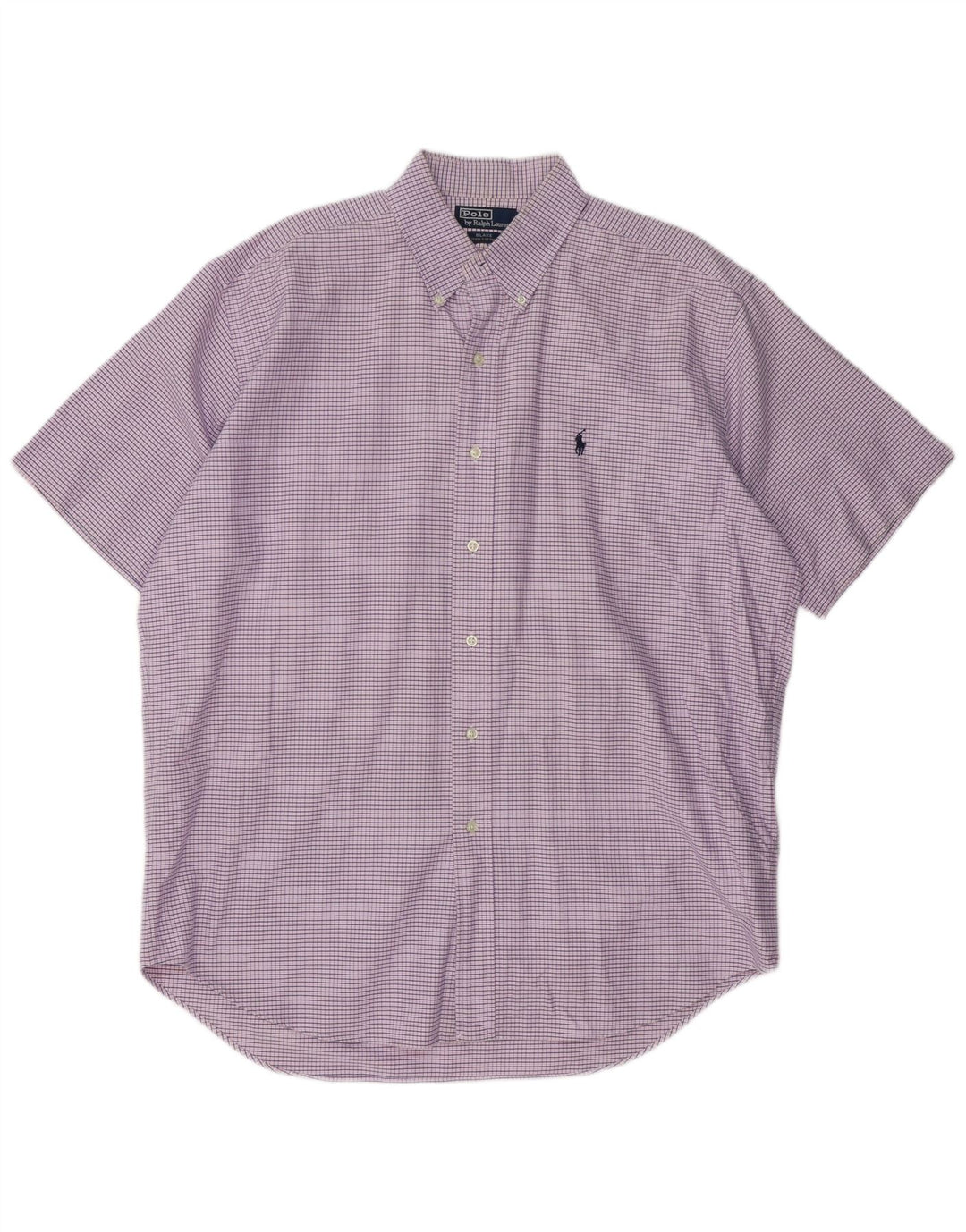 POLO RALPH LAUREN Mens Blake Short Sleeve Shirt Large Purple Gingham