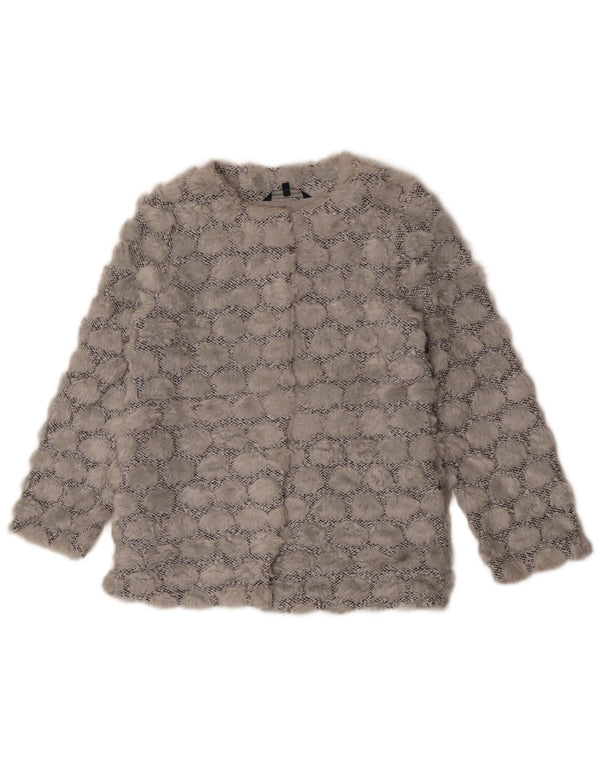 French Connection Womens Faux Fur Blazer Jacket UK 8 Small  Grey Polyester