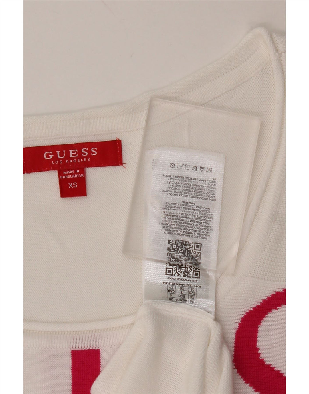 GUESS Womens Graphic 3/4 Sleeve Jumper Dress UK 6 XS White Viscose