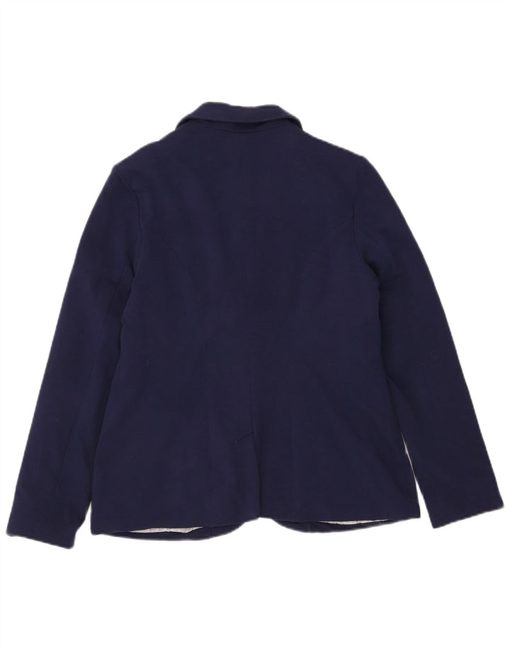 Laura Ashley Womens 1 Button Blazer Jacket UK 14 Large Navy Blue Cotton