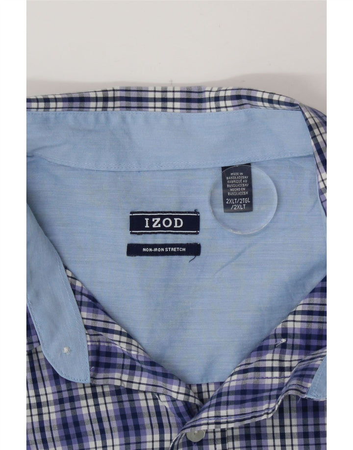 Izod Mens Tall Shirt 2XL Blue Plaid Cotton