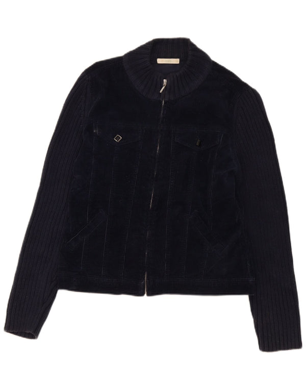 Marks & Spencer Womens Corduroy Jacket UK 16 Large  Navy Blue Cotton