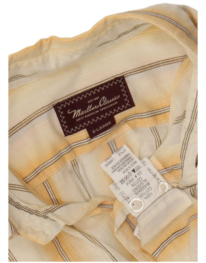 MARLBORO CLASSICS Mens Shirt XL Yellow Striped Cotton