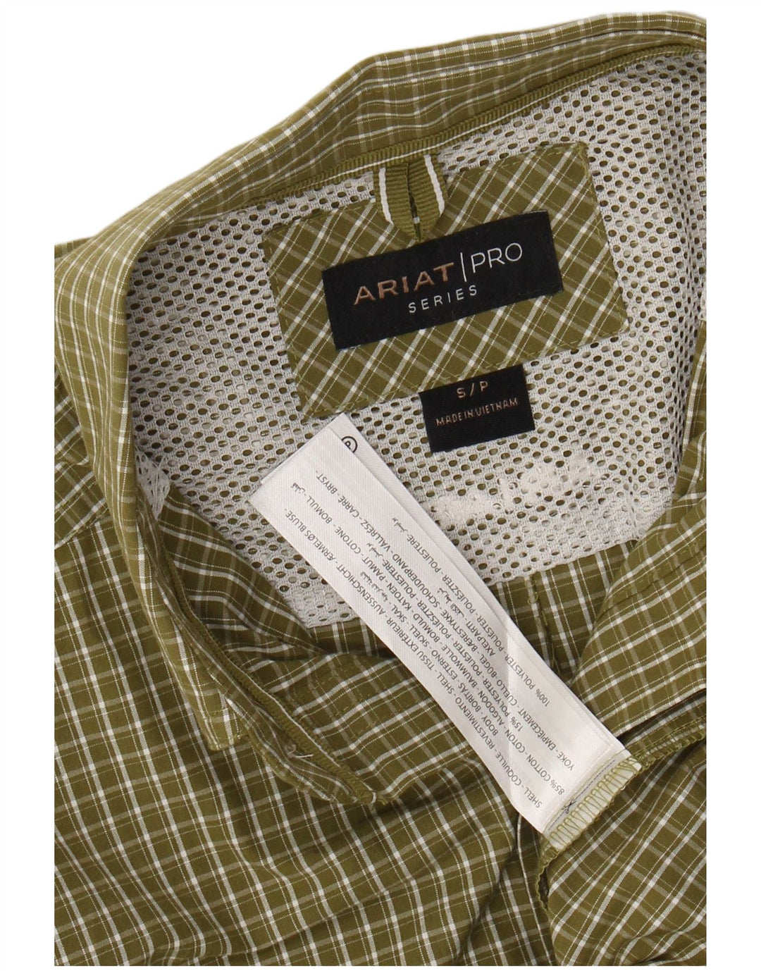 Ariat Mens Shirt Small Green Check Cotton