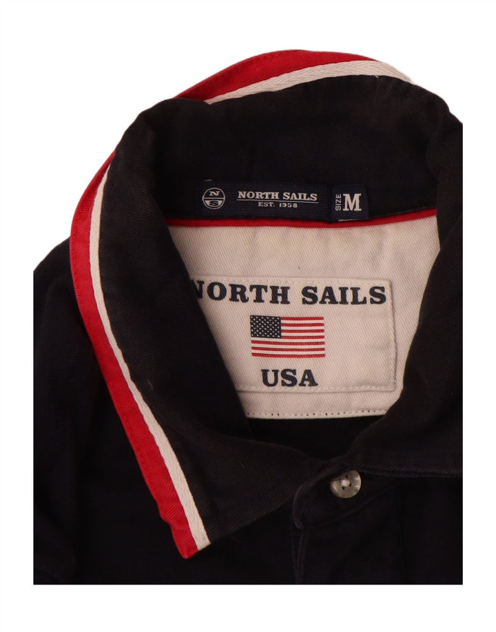 North Sails Mens Long Sleeve Polo Shirt Medium Navy Blue Cotton